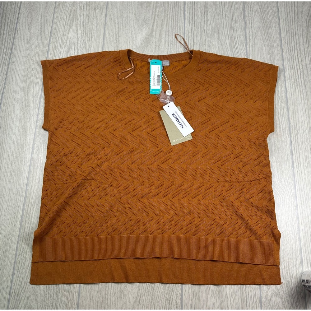 Evolution by Cyrus Women's Size L Burnt Orange Sweater‎ Knit Stitch Fix